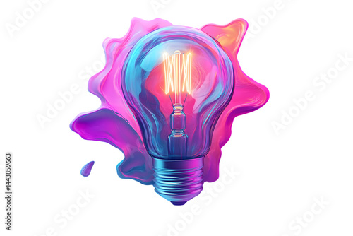 Vibrant Light Bulb with Abstract Colors and Fluid Design for Creativity and Innovation Concepts