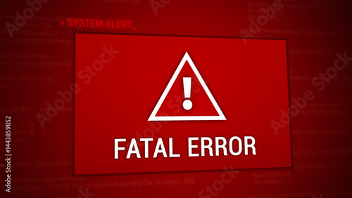 Fatal error message on red screen. Concept of big system failure.