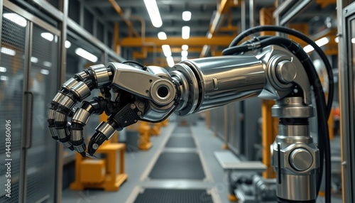 Precision Automation: A Robotic Arm Performing Advanced Assembly in a Modern Factory Environment