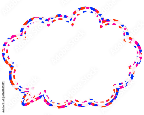 ステンドグラス風吹き出し　三角形模様　丸みのある雲形