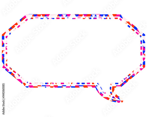 ステンドグラス風吹き出し　三角形模様　細長い八角形