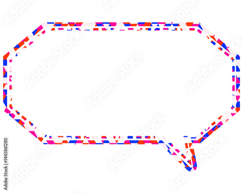 ステンドグラス風吹き出し　三角形模様　細長い八角形