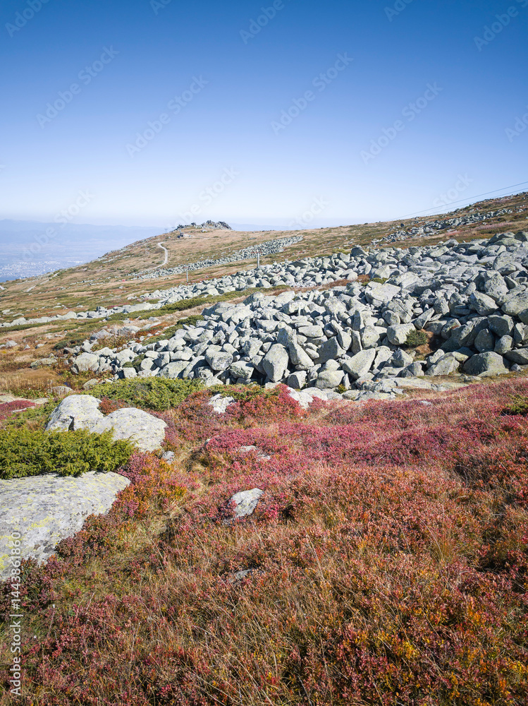 Panorama of Vitosha Mountain near Cherni Vrah peak, Bulgaria