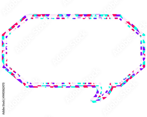 ステンドグラス風吹き出し　三角形模様　細長い八角形