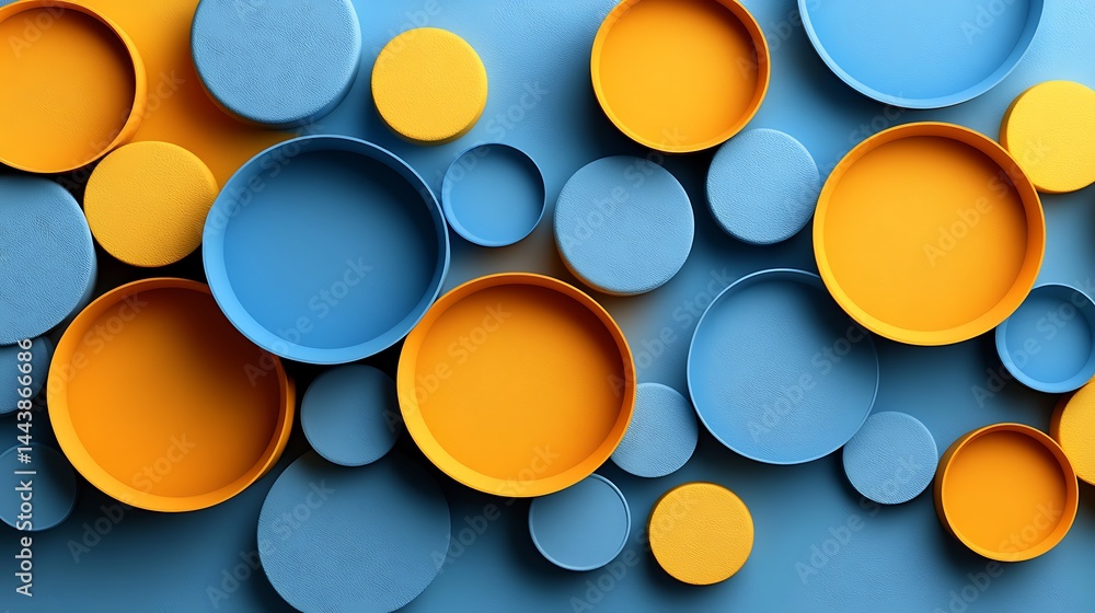 Abstract circles background with yellow and blue Abstract circles background with yellow and blue