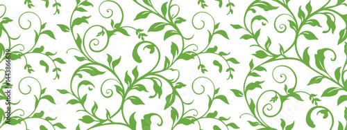 seamless green floral pattern, vector background