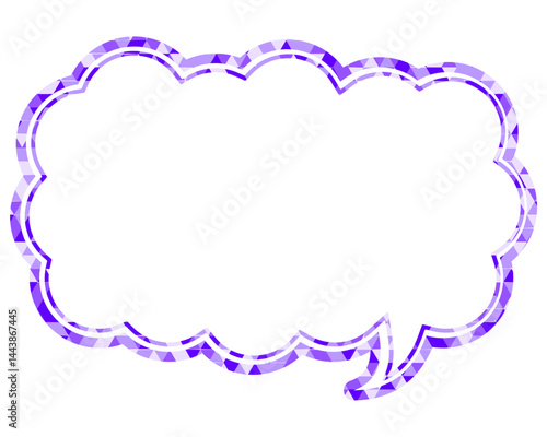 ステンドグラス風吹き出し　三角形模様　細長い雲形