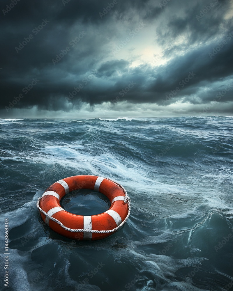 Life Preserver in Stormy Sea