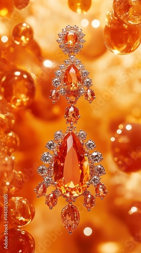 Obraz na płótnie Orange Gemstone Earring with Diamond Accents w salonie