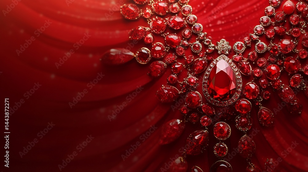 Red Gemstone Necklace on Red Fabric
