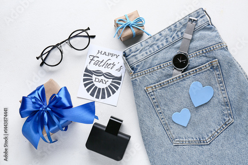 Jeans with postcard, gift b...