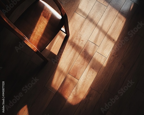 Obraz na płótnie Wooden Chair and Sunlit Hardwood Floor w salonie