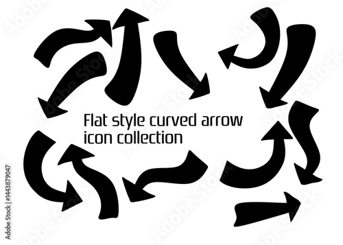 Flat style curved arrow icon collection isolated. different kinds of arrow symbol indicator for your various projects.