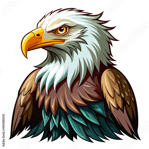 american bald eagle with flag