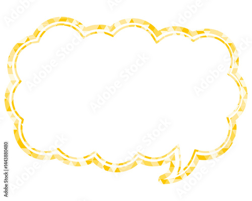 ステンドグラス風吹き出し　三角形模様　細長い雲形