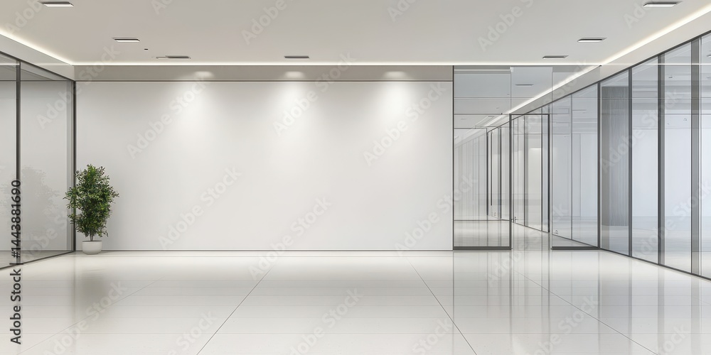 Fototapeta premium Empty modern office space with glass partitions.