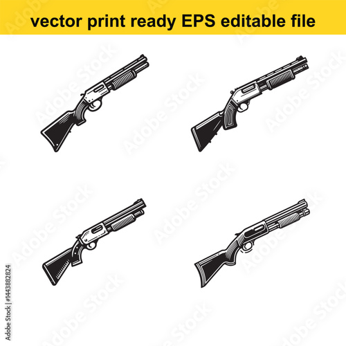 Shotguns vector silhouette, illustrations 