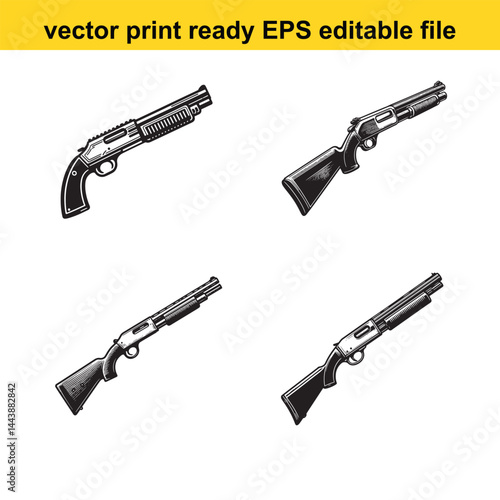 Shotguns vector silhouette, illustrations 