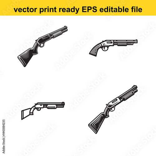 Shotguns vector silhouette, illustrations 
