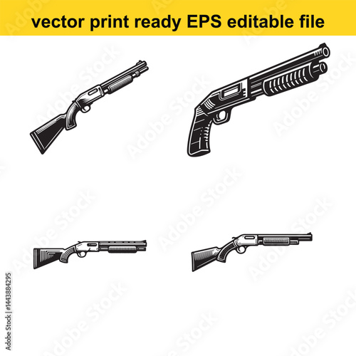 Shotguns vector silhouette, illustrations 