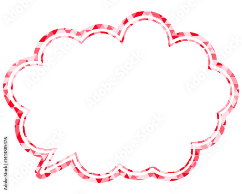 ステンドグラス風吹き出し　三角形模様　丸みのある雲形