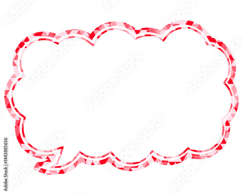 ステンドグラス風吹き出し　三角形模様　細長い雲形