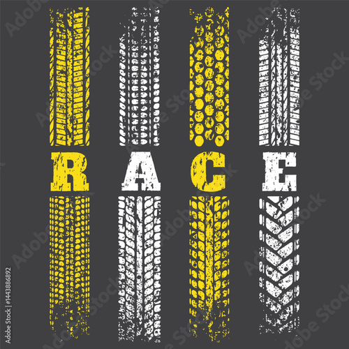 Tire tracks grunge race design