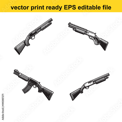 Shotguns vector silhouette, illustrations 