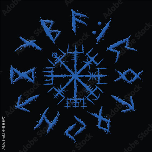 Runic alphabet scandinavian blue circle