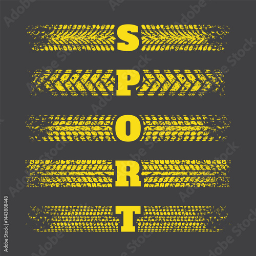 Tire tracks grunge yellow pattern