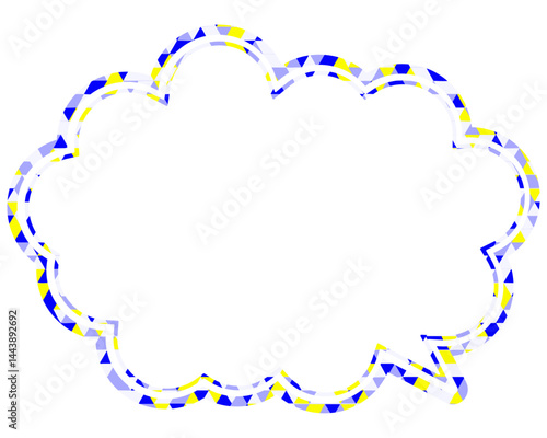 ステンドグラス風吹き出し　三角形模様　丸みのある雲形