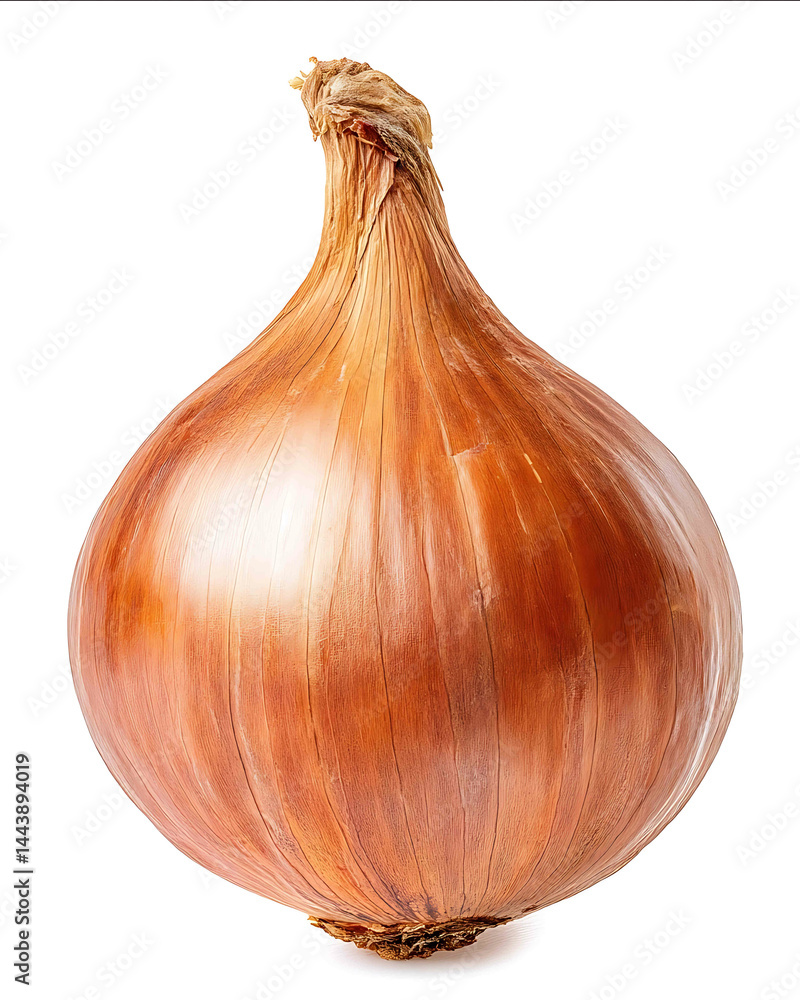Obraz premium A single fresh shallot perfectly shaped with vibrant natural color isolated on a pure white background with no shadow Hyperrealistic texture clean lighting highquality product displ