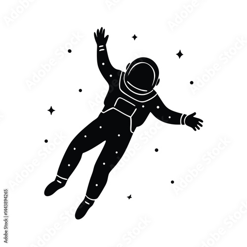 isolated astronaut floating in weightlessness on white background
