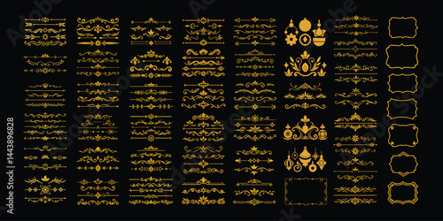 Golden Ornamental Border Frame Collection.