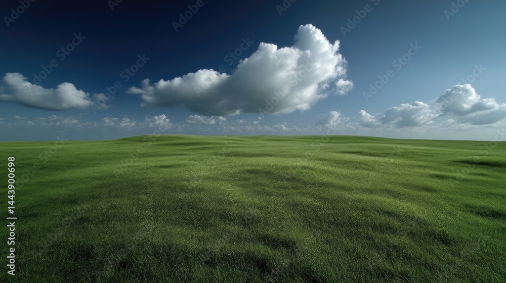 Obraz premium Vast grassy field under a vibrant blue sky