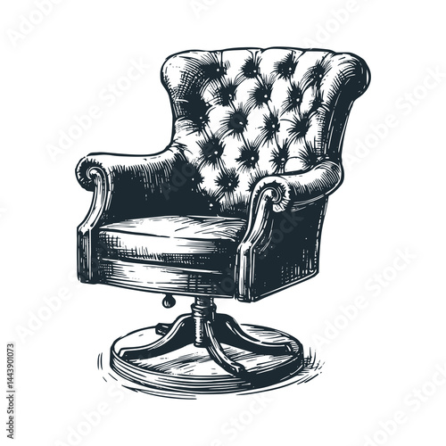 Elegant swivel chair – Black and White Icon Vector and Illustration