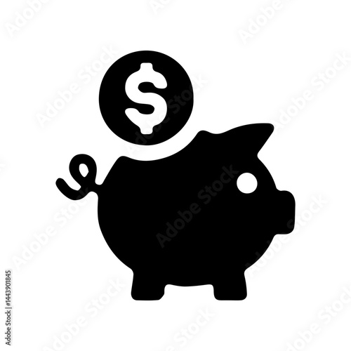 black dolar piggy bank icon