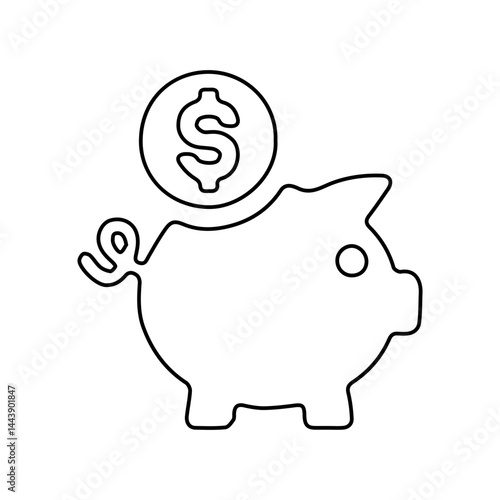 white dolar piggy bank icon