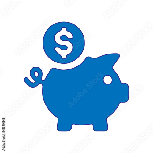 blue dolar piggy bank icon
