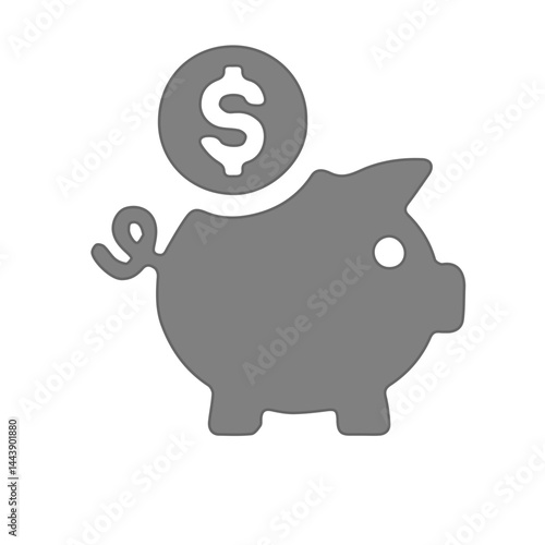 grey dolar piggy bank icon