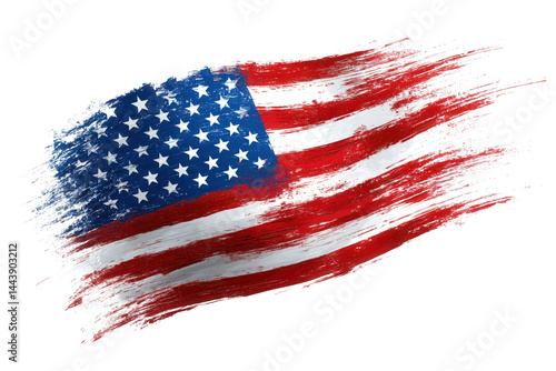 Textured National Flag With Red White And Blue Stripes On Transparent Background