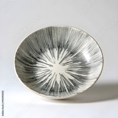 Wallpaper Mural Discover artisanal perfection in a deep bowl-style plate adorned with radial brushstroke design on white Torontodigital.ca