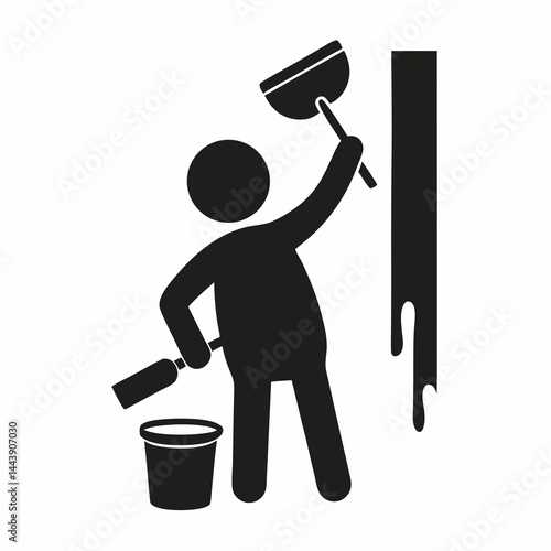 Man Painting Wall With Roller Renovation And Decoration Home Improvement Concept