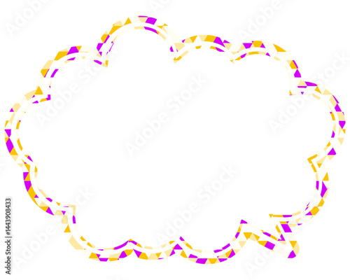 ステンドグラス風吹き出し　三角形模様　丸みのある雲形