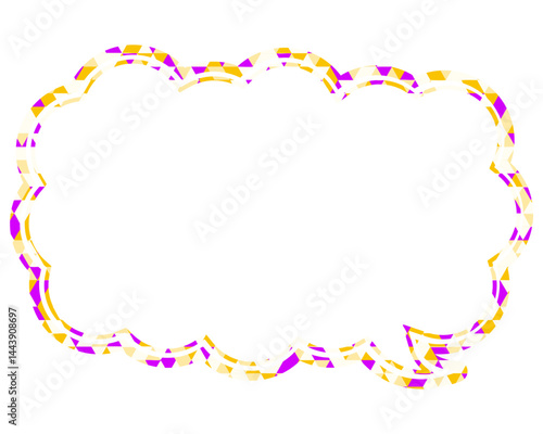 ステンドグラス風吹き出し　三角形模様　細長い雲形