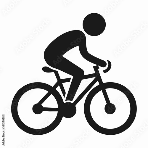 Cyclist Icon Silhouette On Bicycle Symbolizing Sport Activity And Transportation Option