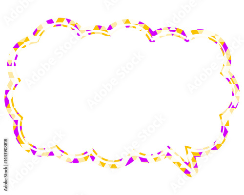 ステンドグラス風吹き出し　三角形模様　細長い雲形