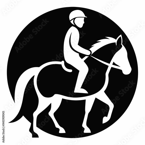 Horseback Riding Silhouette Vector Illustration Equestrian Sport Design On Black Background