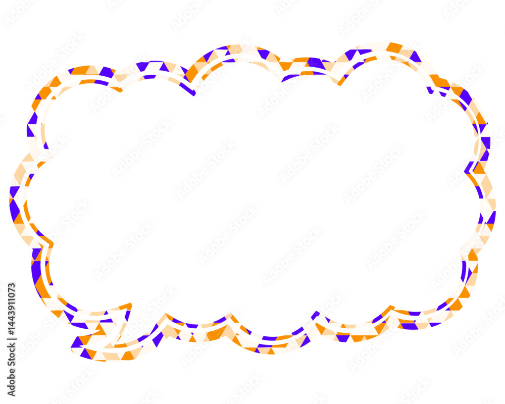 Naklejka premium ステンドグラス風吹き出し 三角形模様 細長い雲形