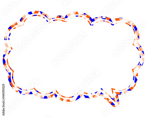ステンドグラス風吹き出し　三角形模様　細長い雲形